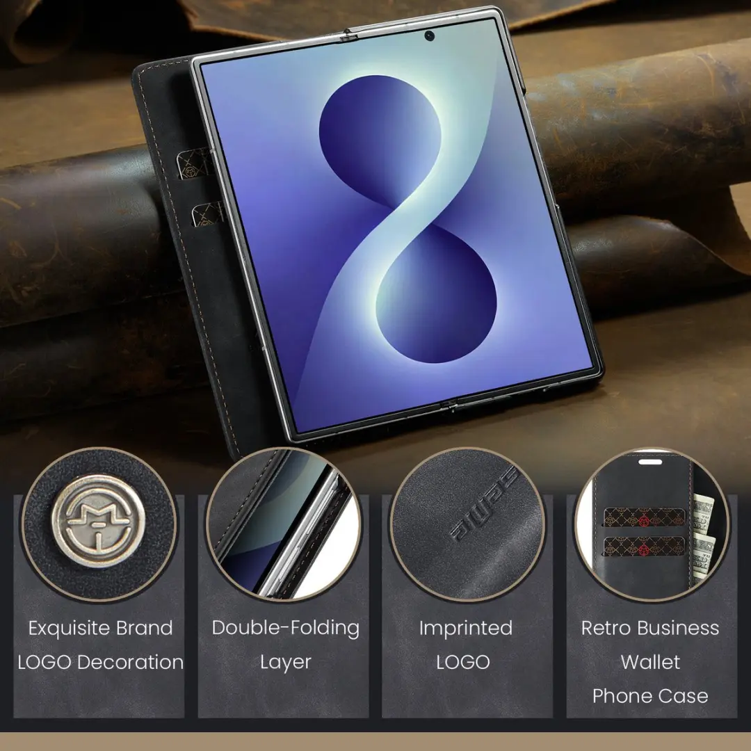 Caseme Hoes voor Samsung Galaxy Z Fold8 - 2 Pasjes - Zwart