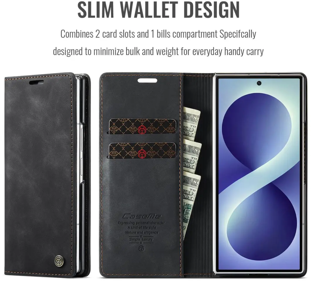 Caseme Hoes voor Samsung Galaxy Z Fold8 - 2 Pasjes - Zwart