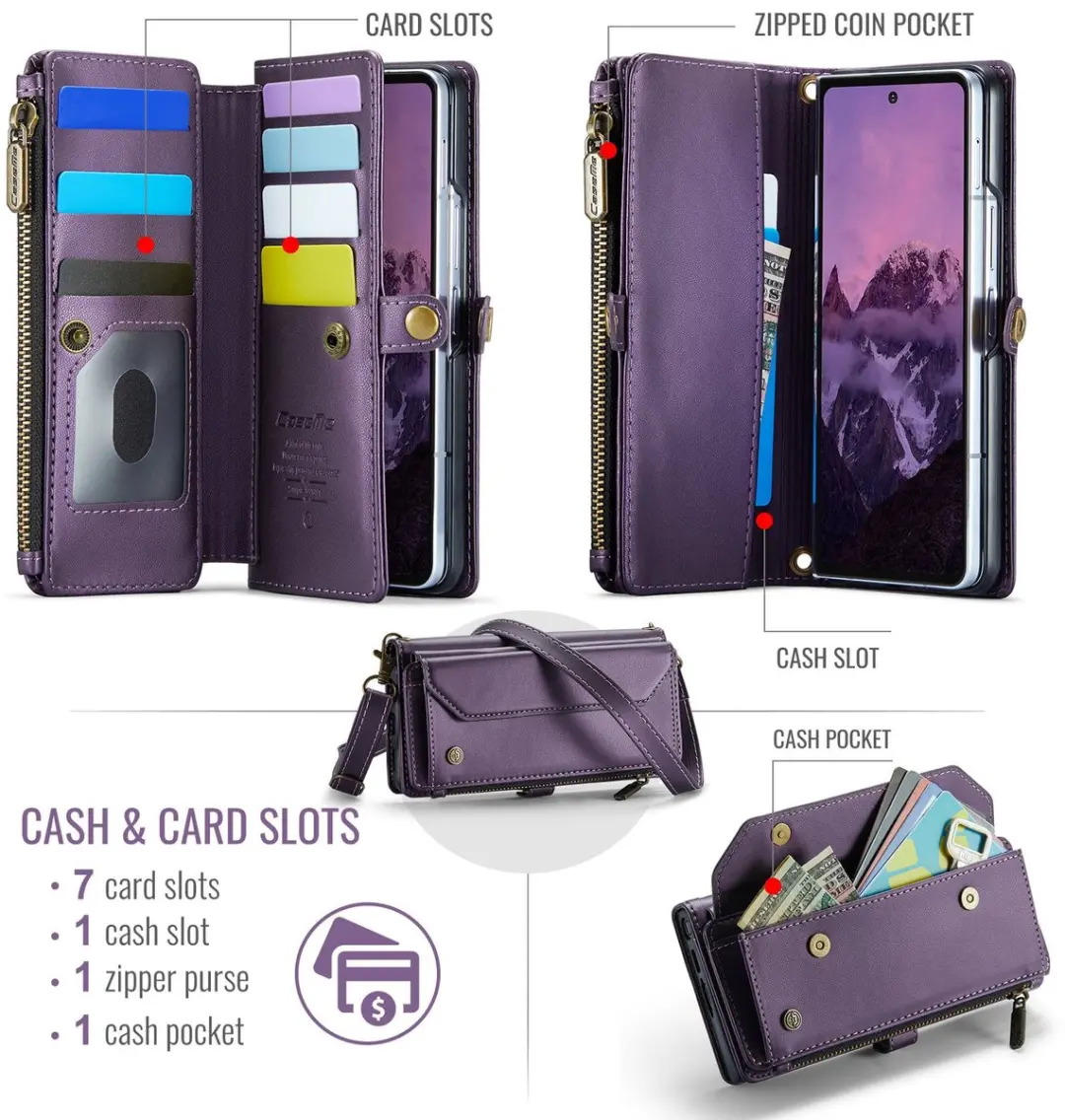 Caseme Hoesje Samsung Galaxy Z Fold8 Portemonnee - Paars - afbeelding 6 van 6