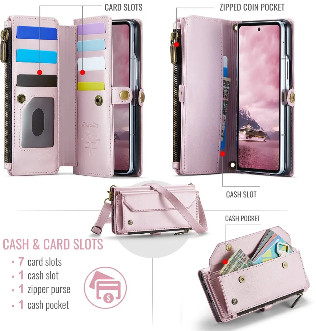 Caseme Hoesje Portemonnee Samsung Galaxy Z Fold8 - Lichtroze