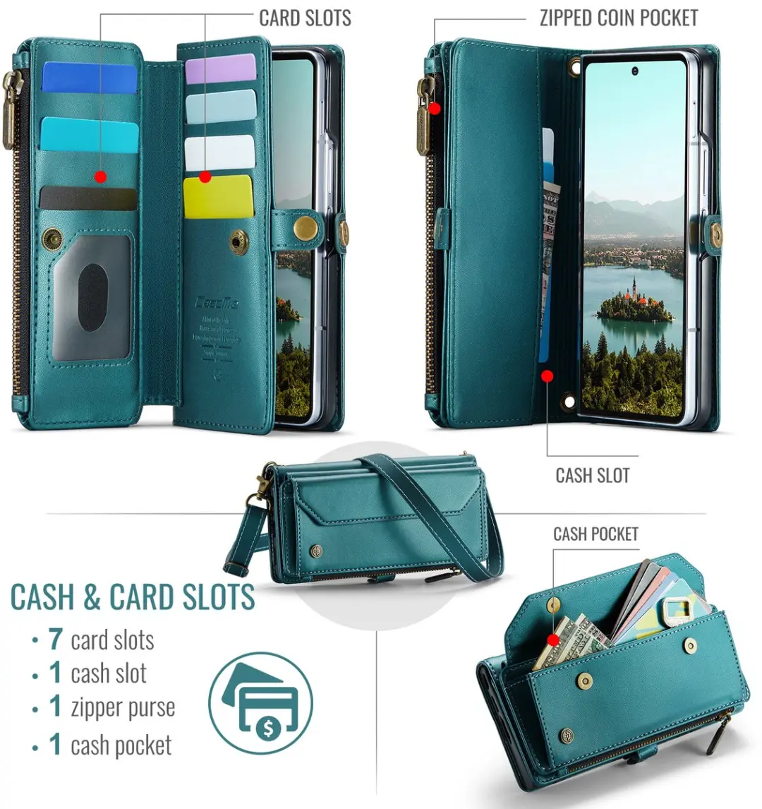Caseme Samsung Galaxy Z Fold8 Hoesje Portemonnee - Petrol - afbeelding 6 van 6