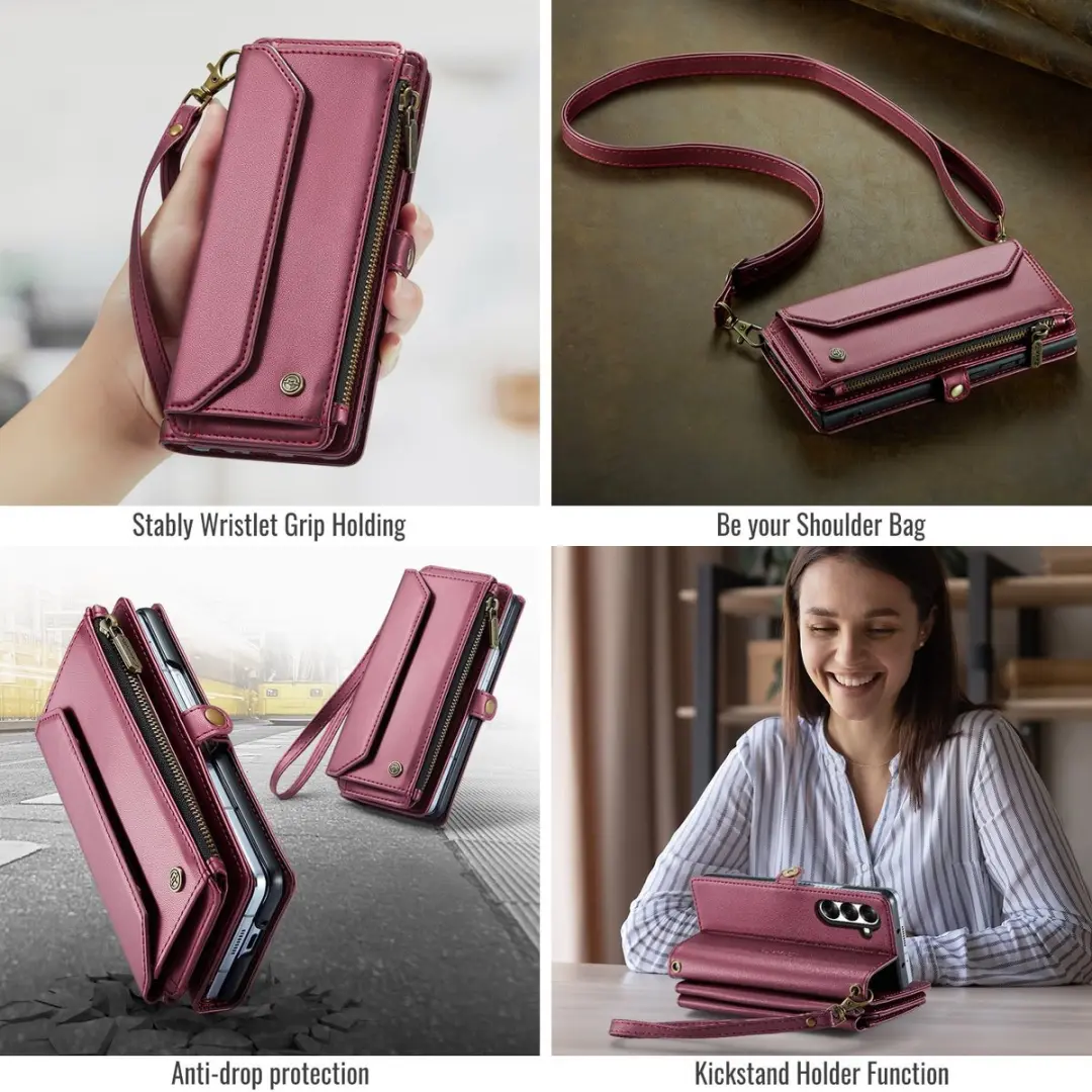Caseme Samsung Galaxy Z Fold8 Hoesje Portemonnee - Rood
