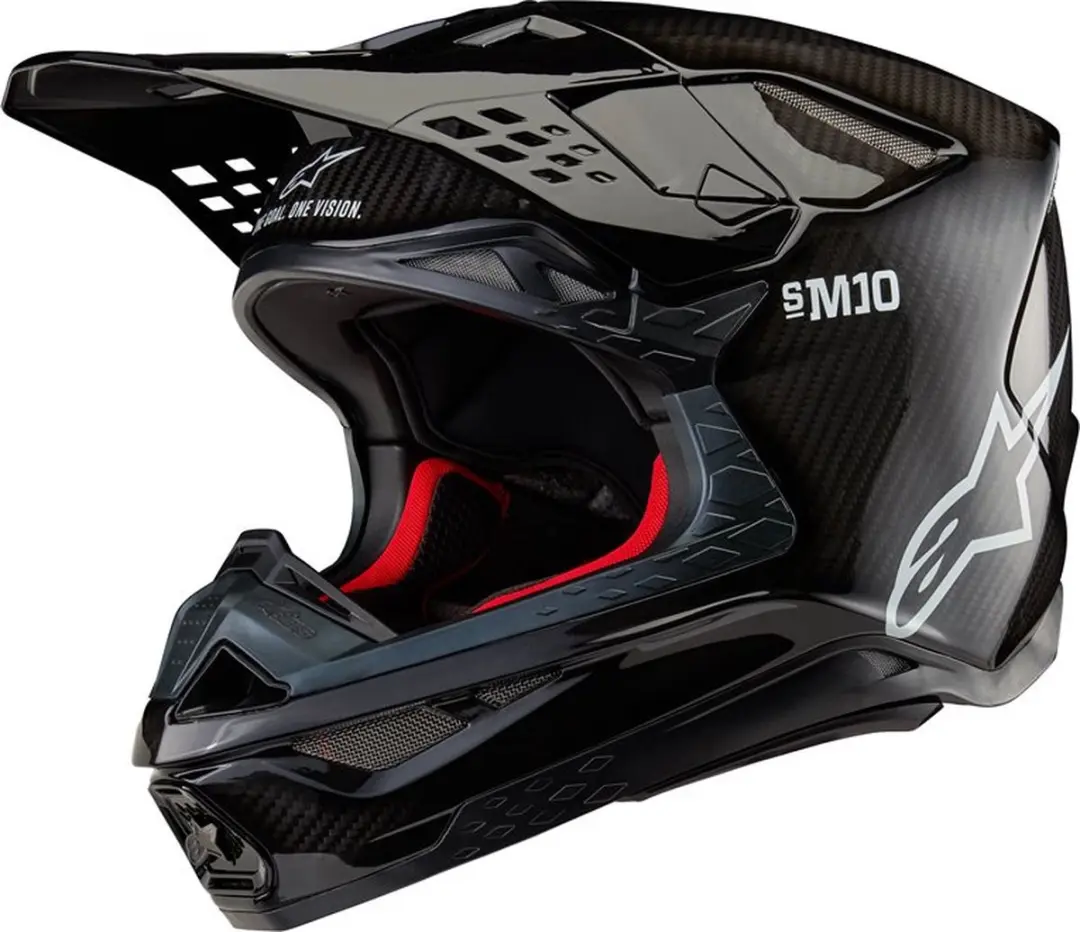 Alpinestars Supertech S-M10 Solid Helm ECE 22.06 - XS - Zwart Glanzend Carbon