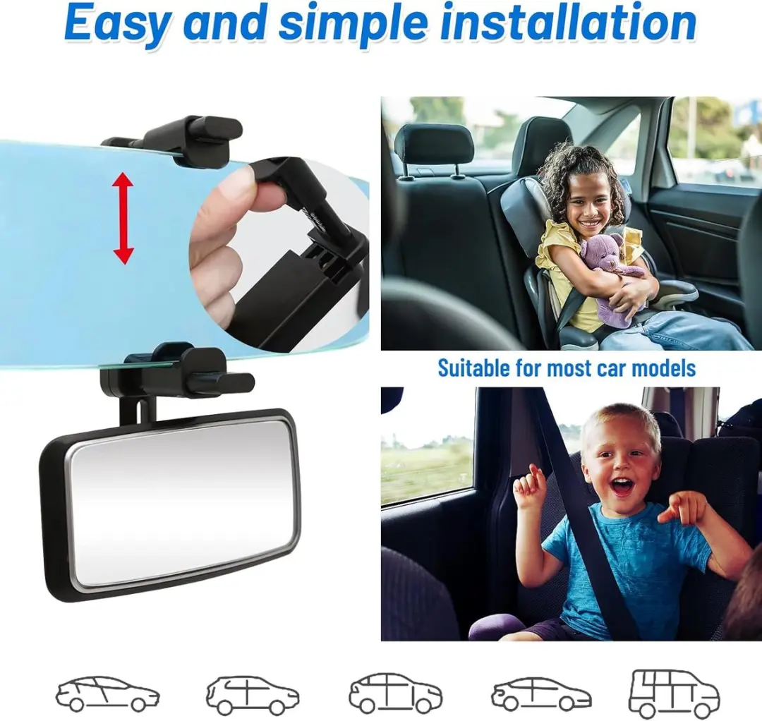 ECTEATOY Baby Autospiegel 360° Draaibaar 13x6.3cm - ZWJXYR - afbeelding 6 van 6