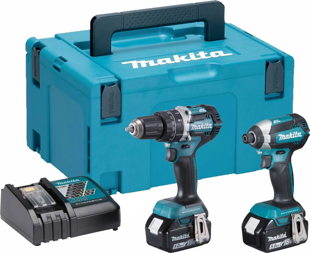 Makita DLX2180TJ 18V Combiset - Klopboormachine & Slagschroevendraaier - 2x 5.0Ah