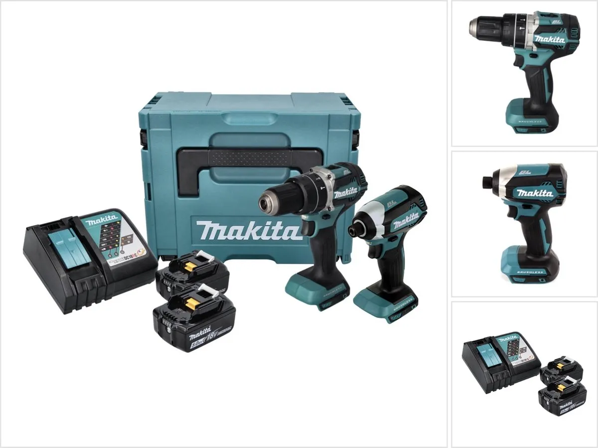 Makita DLX2180TJ 18V Combiset - Klopboormachine & Slagschroevendraaier - 2x 5.0Ah - afbeelding 6 van 6