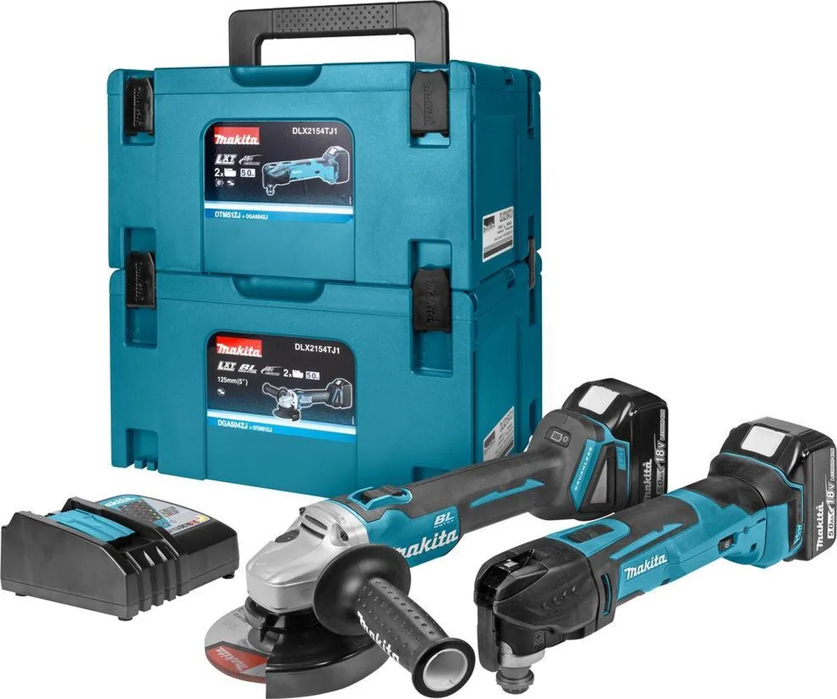 Makita DLX2154TJ1 Combiset Haakse Slijper & Multitool