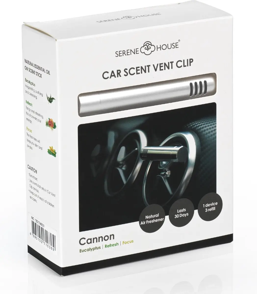 Serene House Autoparfum Clip Cannon Silver - 60g