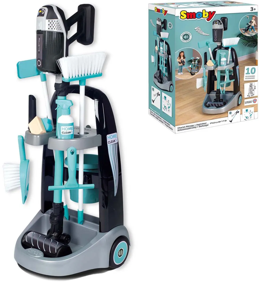 Smoby Speelgoedstofzuiger Rowenta Schoonmaaktrolley - 3x AAA