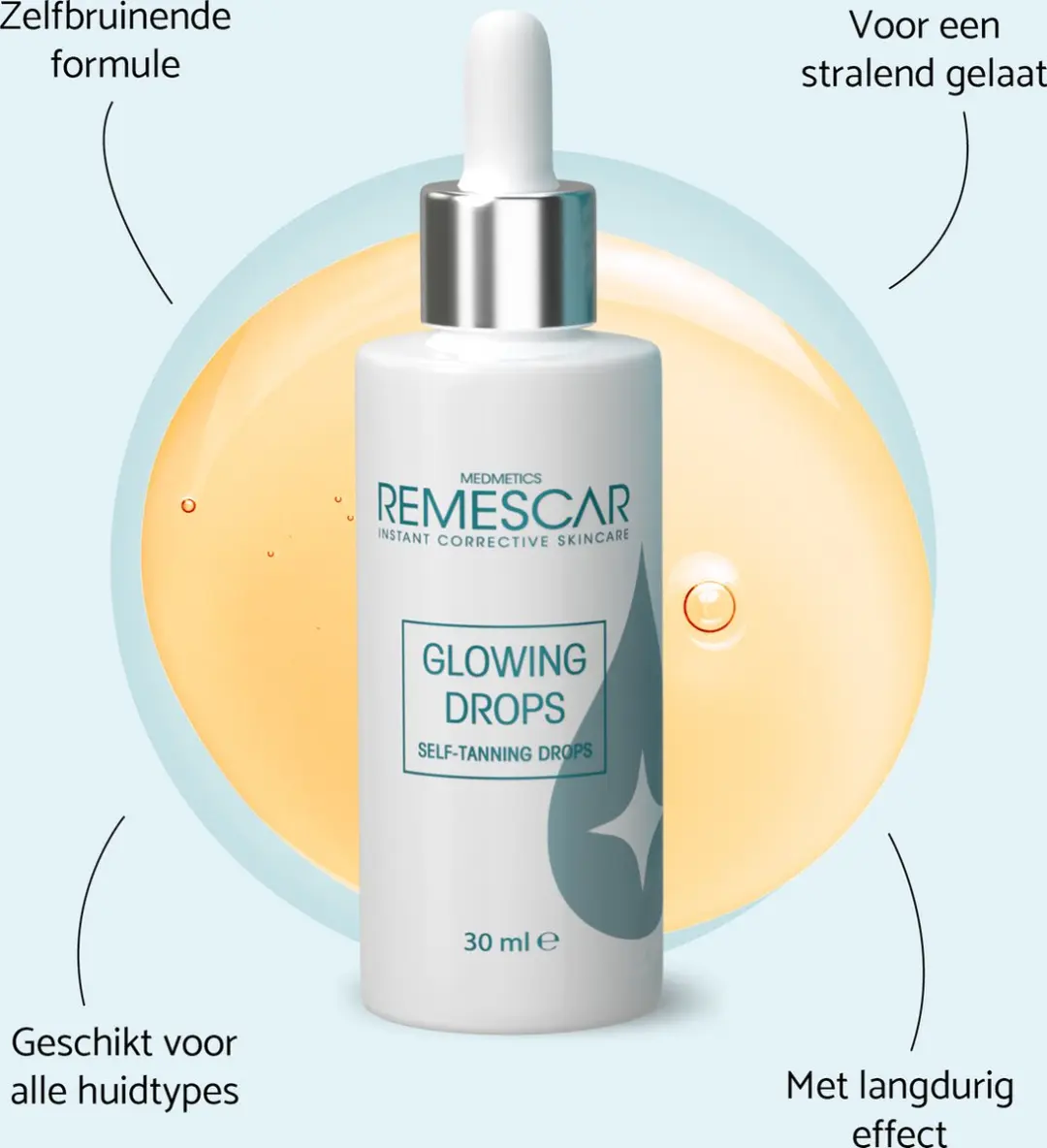 Remescar Glowing Drops Zelfbruiner Gezicht 30ml - Medium