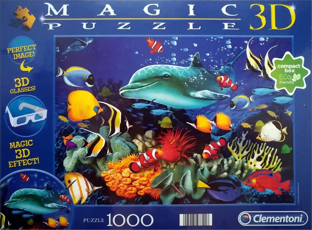 Clementoni 3D Magic Puzzel Dolphin Reef 1000 Stuks