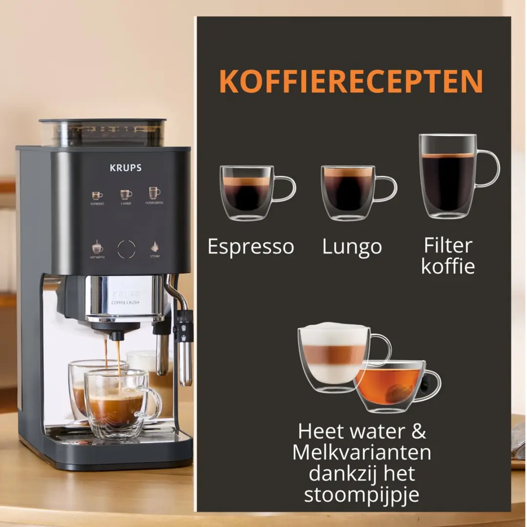 Krups Coffee Crush SA404B Automatische Koffiemachine - Carbon - afbeelding 6 van 6