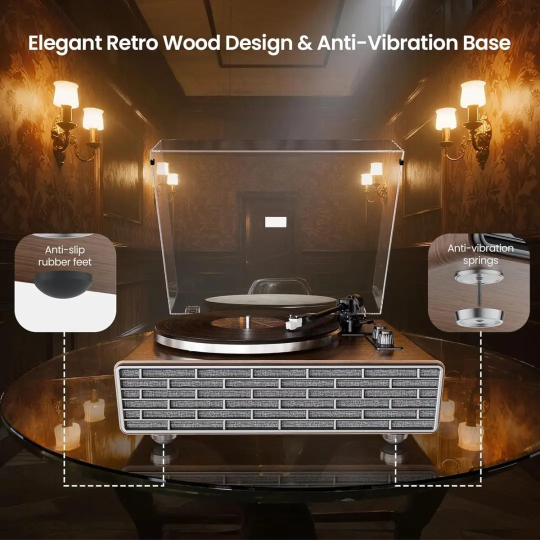 ECTEATOY AT-3600L Platenspeler - Bluetooth - Bruin - afbeelding 2 van 6