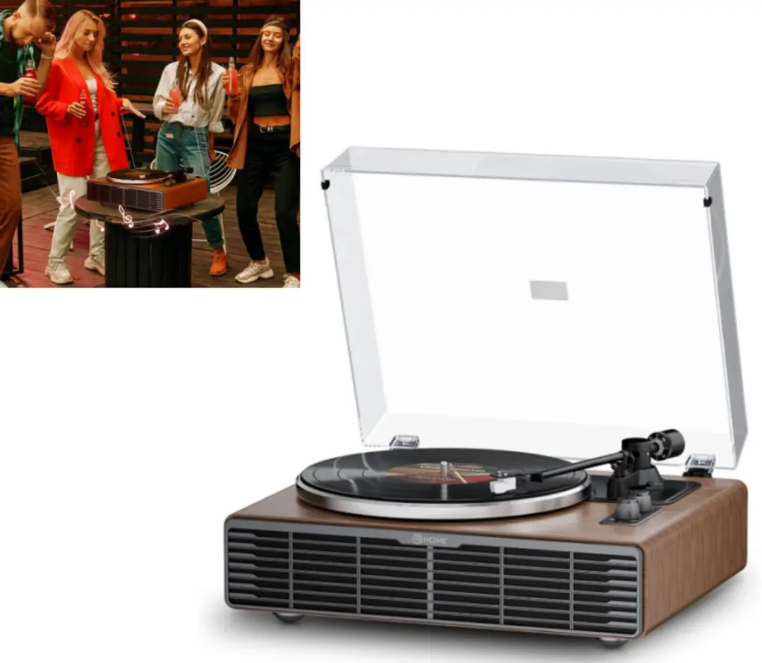 ECTEATOY Platenspeler Bluetooth HiFi Walnoot