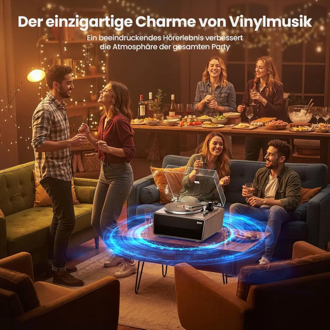 ECTEATOY All-in-One Platenspeler AT-3600L - Bluetooth USB - 33/45 RPM - Bruin - afbeelding 4 van 6
