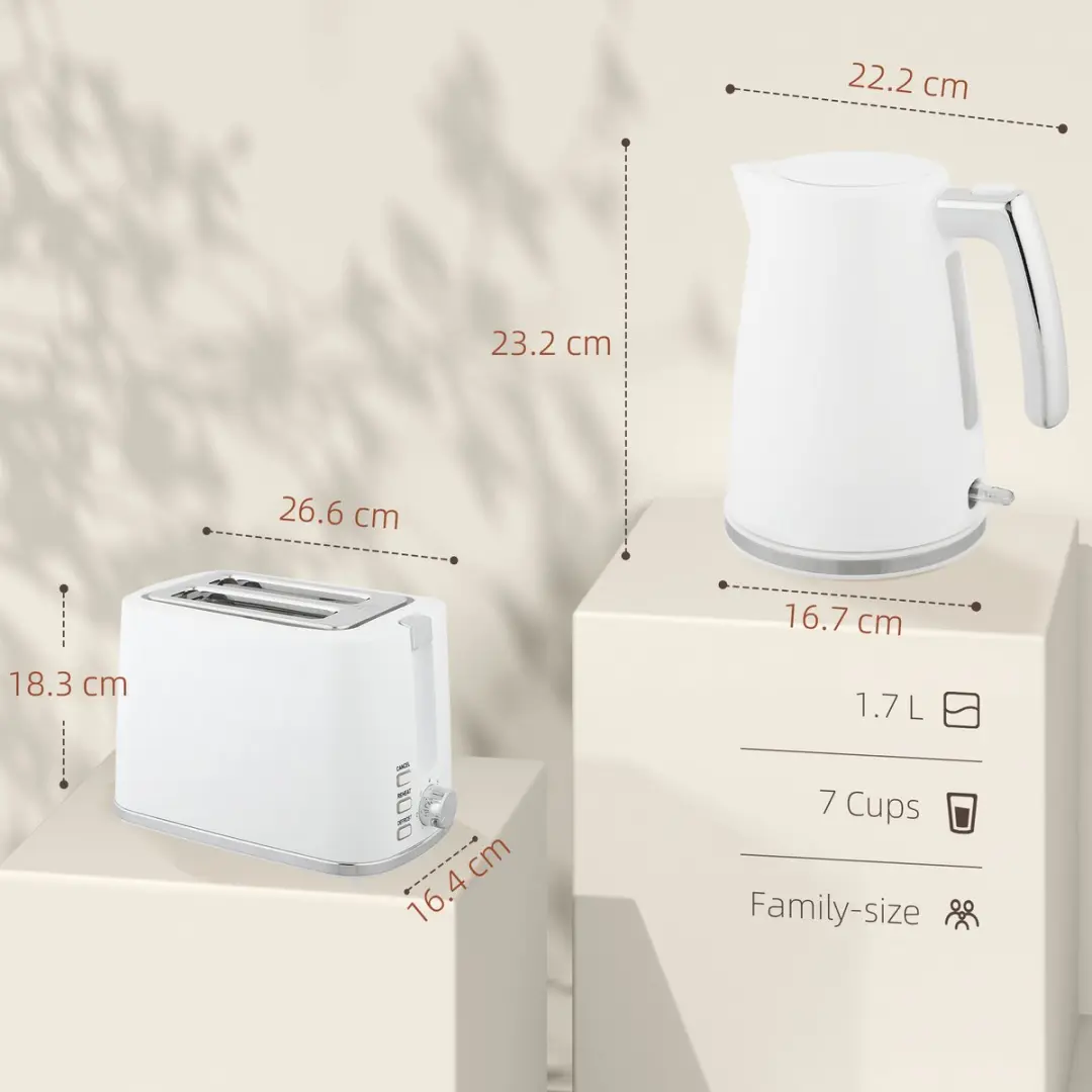 ECTEATOY Waterkoker & Broodrooster Set 2200W - 1,7L - 7 Bruiningsstanden