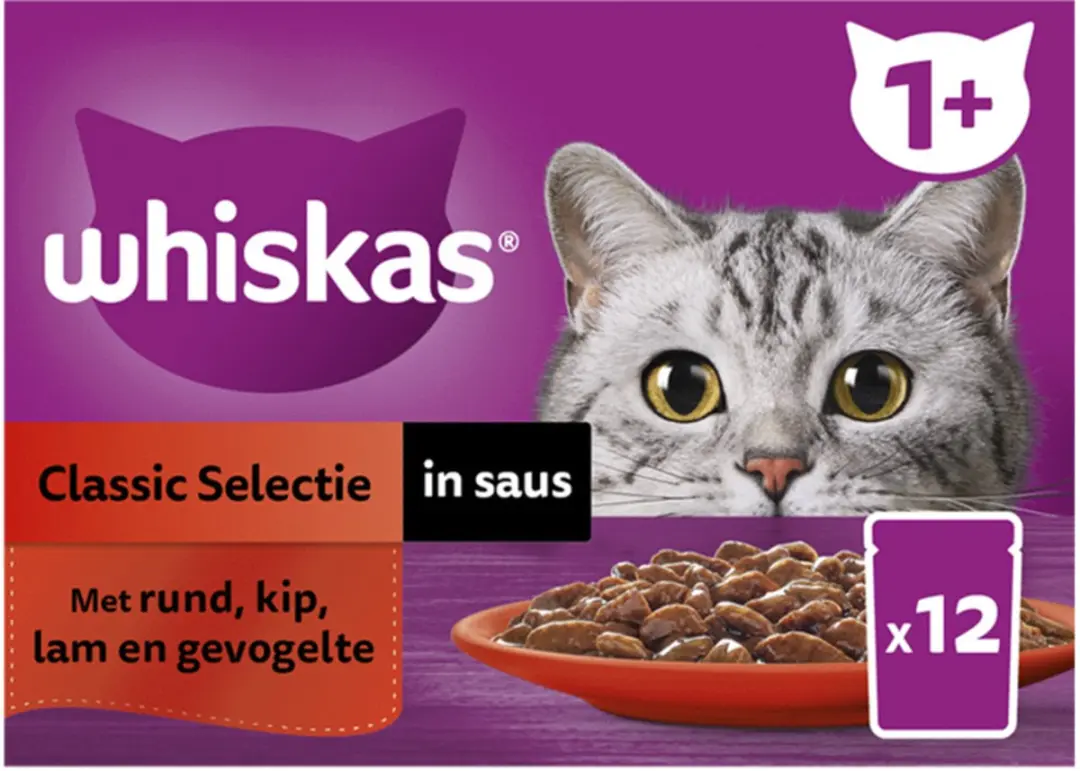Whiskas 1+ Classic Selectie Saus Maaltijdzakjes