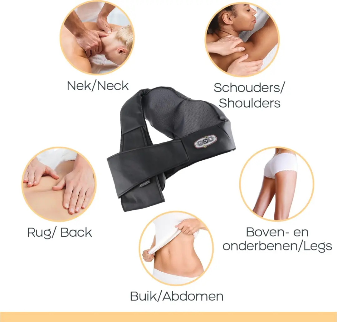 Orange Care Shiatsu Nekmassagekussen - 4 Koppen - Warmte - Zwart