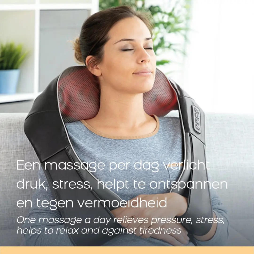 Orange Care Shiatsu Nekmassagekussen - 4 Koppen - Warmte - Zwart