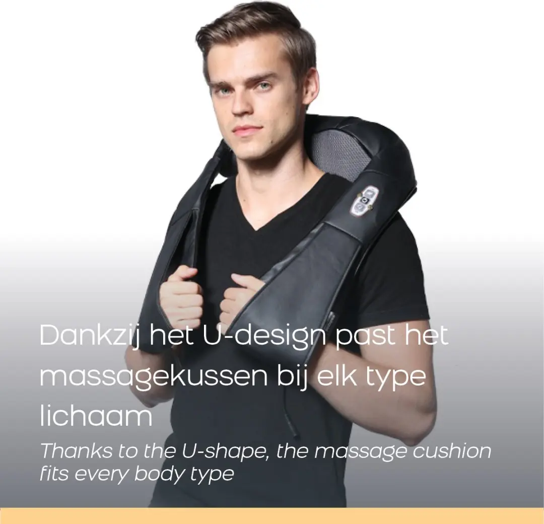 Orange Care Shiatsu Nekmassagekussen - 4 Koppen - Warmte - Zwart