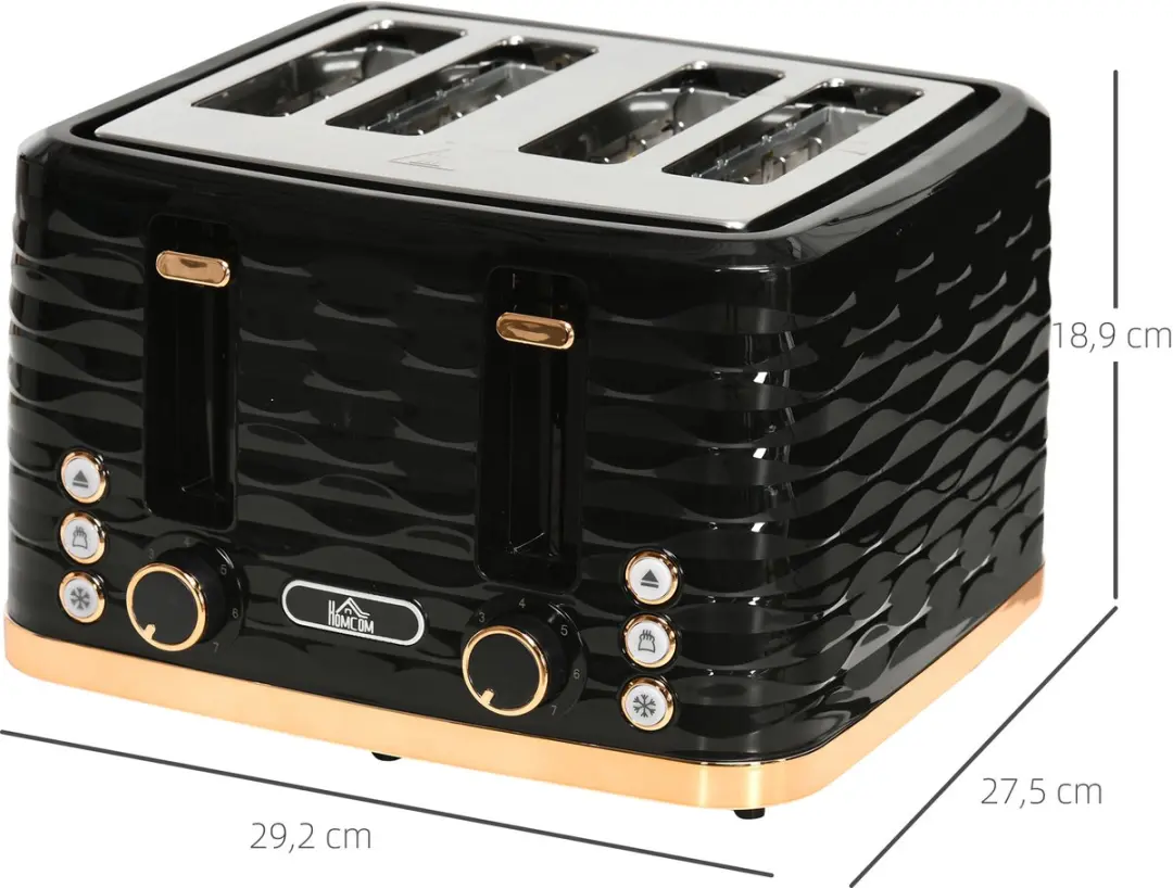 Homcom 4-sleuven Broodrooster 1860W - Zwart