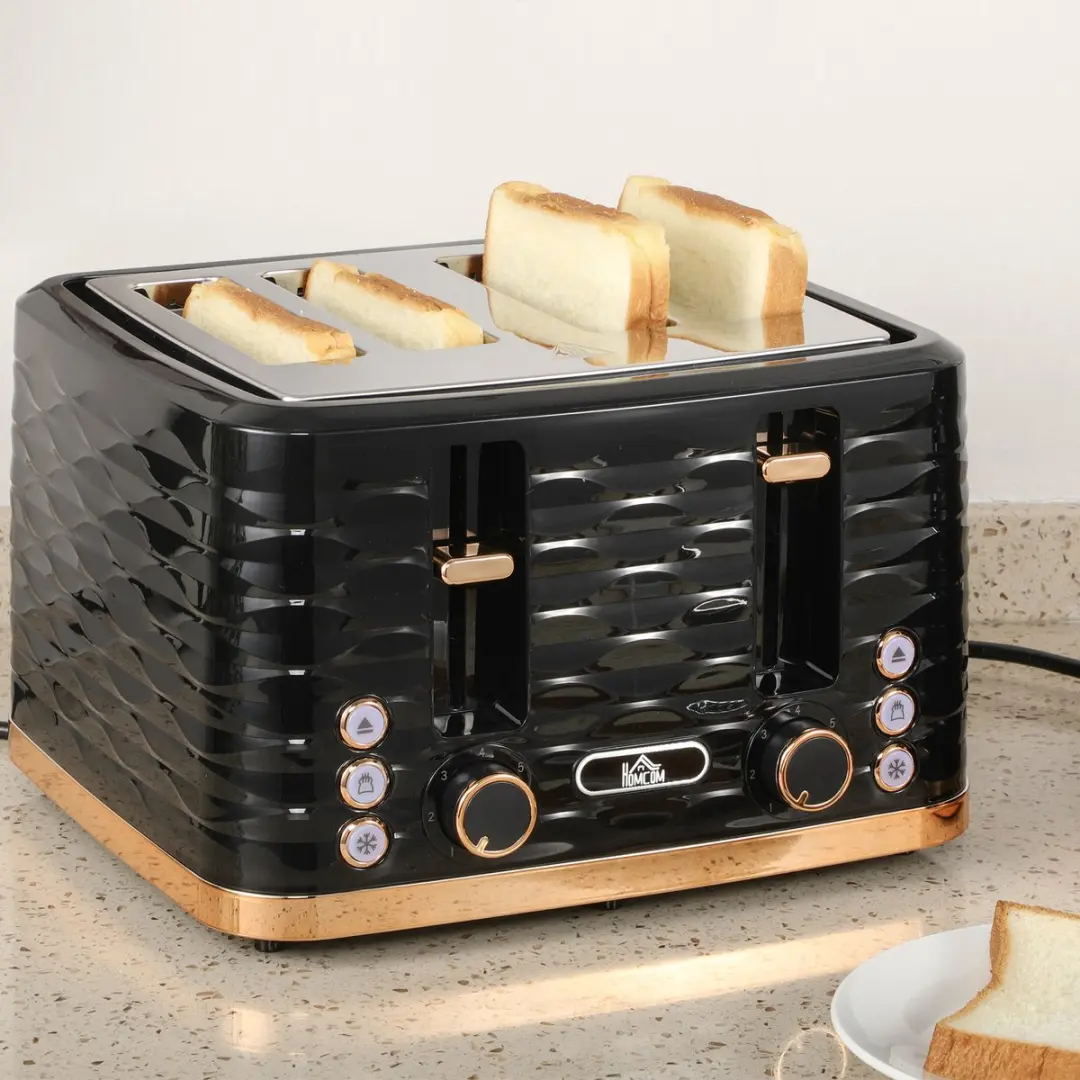 Homcom 4-sleuven Broodrooster 1860W - Zwart