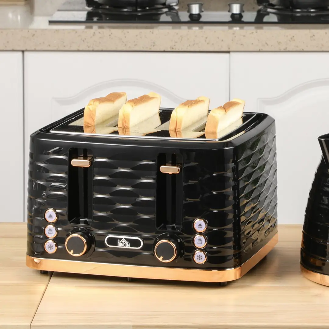 Homcom 4-sleuven Broodrooster 1860W - Zwart