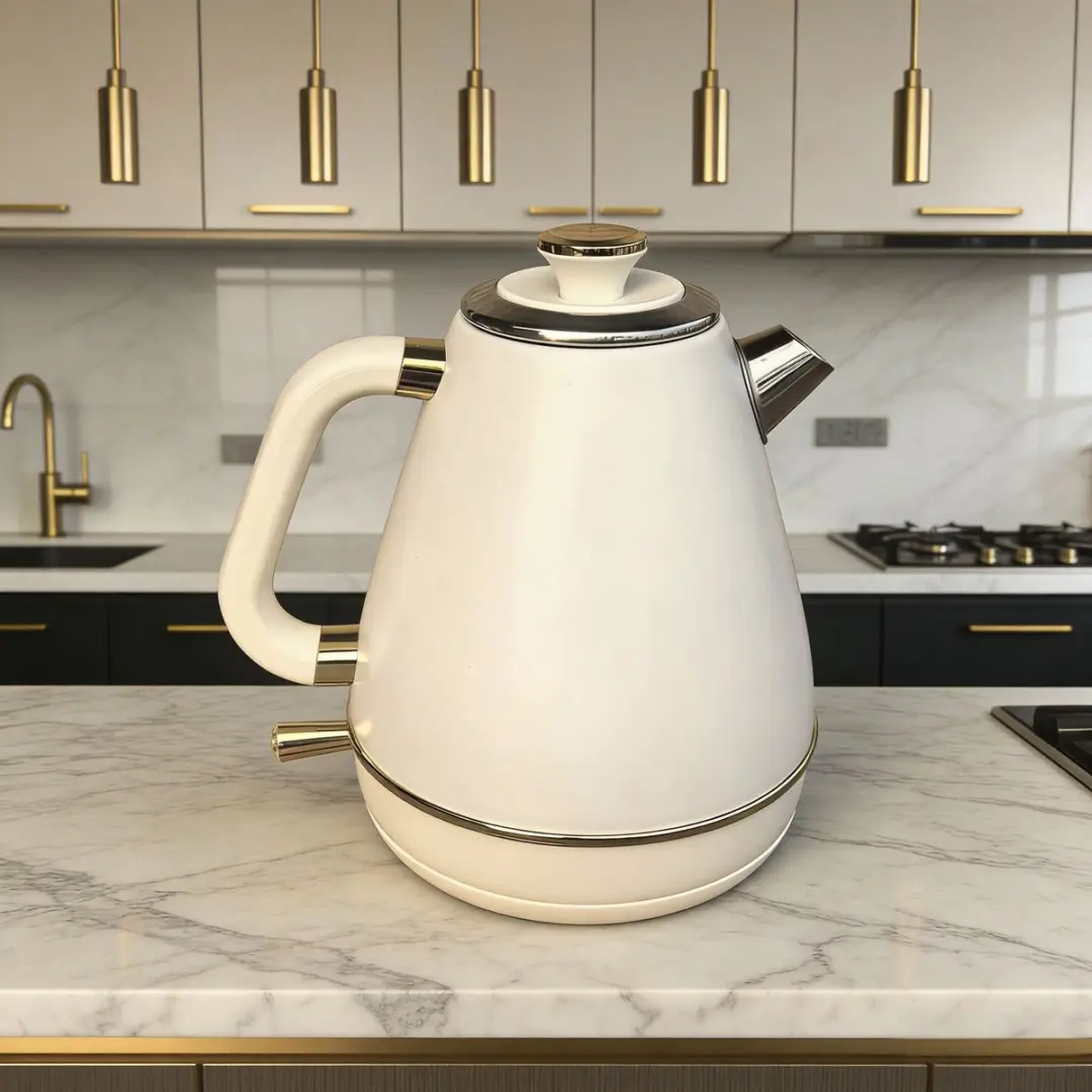 ECTEATOY Retro Roestvrijstalen Waterkoker 1500W 1,7L - Wit