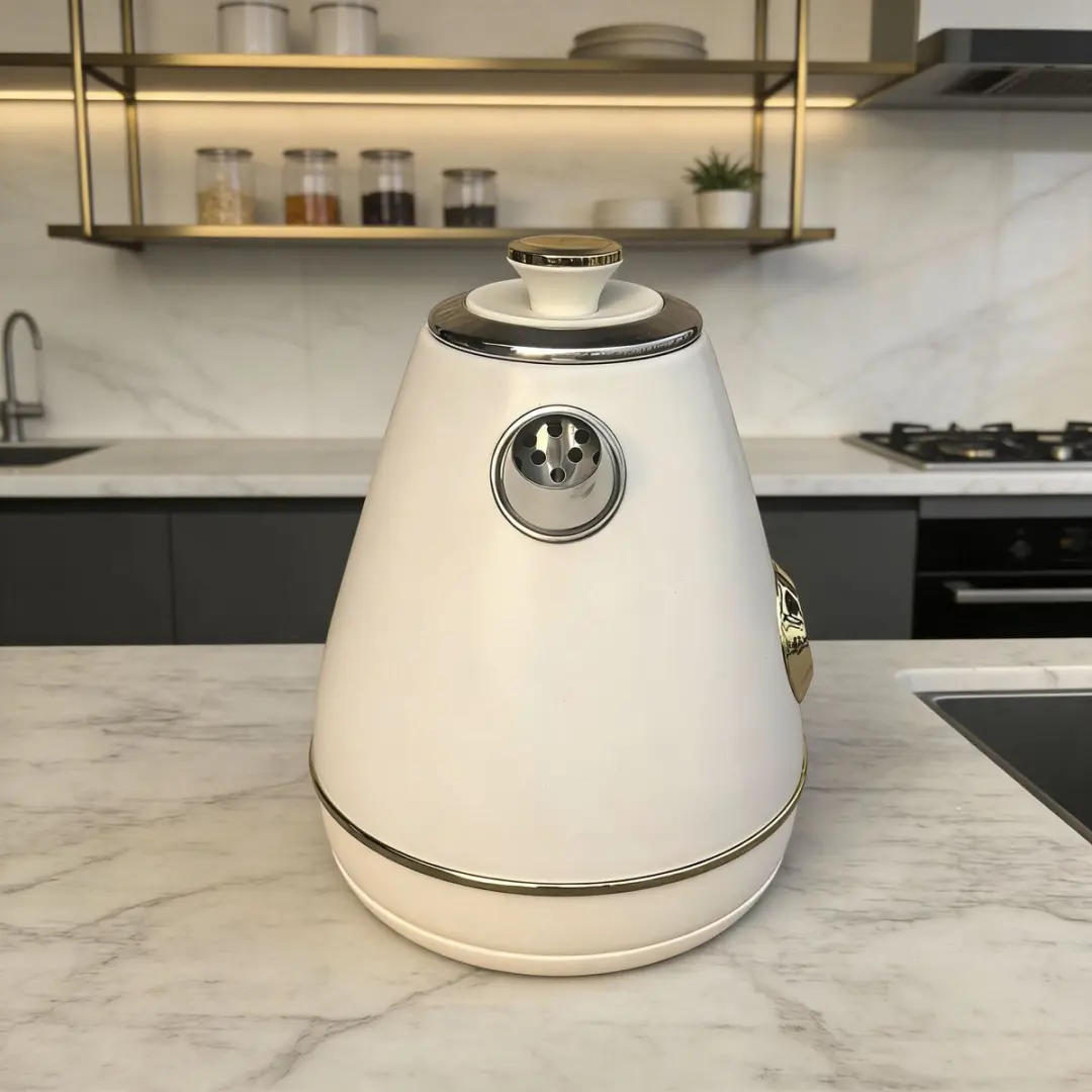 ECTEATOY Retro Roestvrijstalen Waterkoker 1500W 1,7L - Wit
