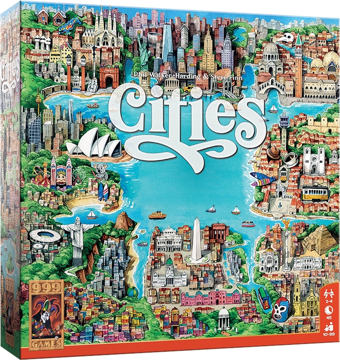 999 Games - Cities - Bordspel - Strategische uitdagingen in bekende steden - Familiespel - Gezelschapsspel