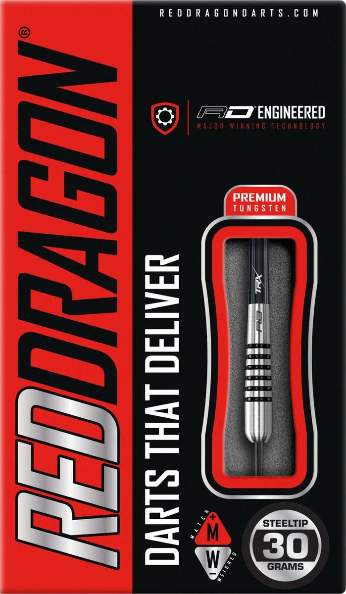 Red Dragon Torpedo 80% Dartpijlen 3 Stuks - Zilver/Zwart