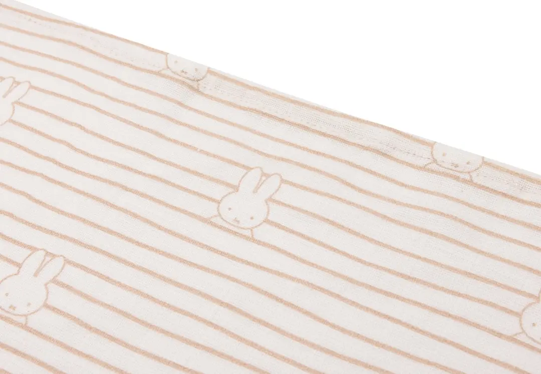 Jollein x Nijntje Hydrofiele Doek Small 70x70cm - Miffy Stripe Biscuit - 3 Stuks
