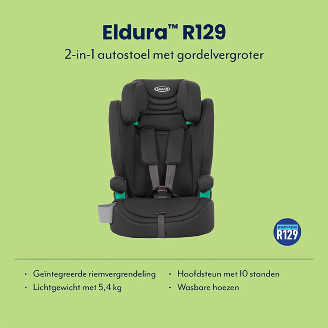 Graco Eldura R129 2-in-1 Autostoel - 76-150cm - Midnight - afbeelding 6 van 6