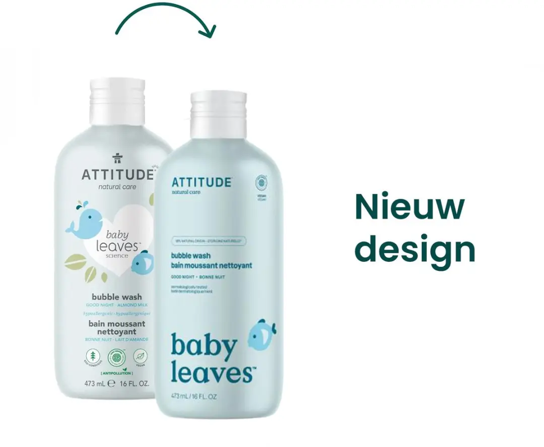Attitude Bubble Wash Good Night Bundel - Baby Leaves ECO 946ml