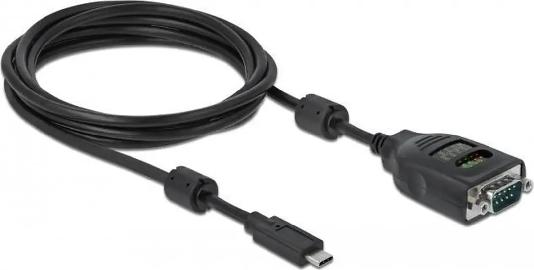 Delock USB-C naar RS-232 DB9 Adapter - 9 LED Tester - Zwart