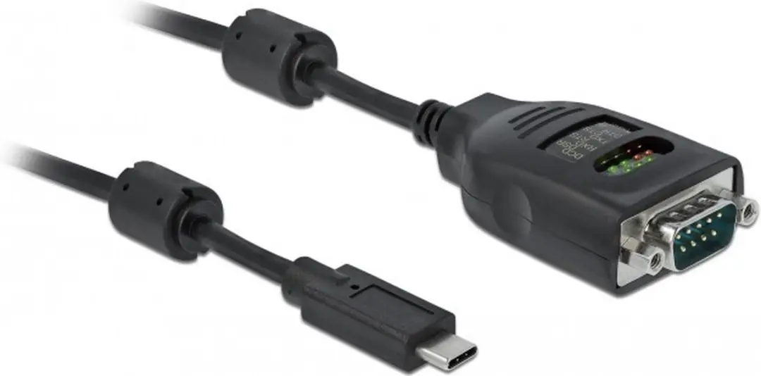 Delock USB-C naar RS-232 DB9 Adapter - 9 LED Tester - Zwart
