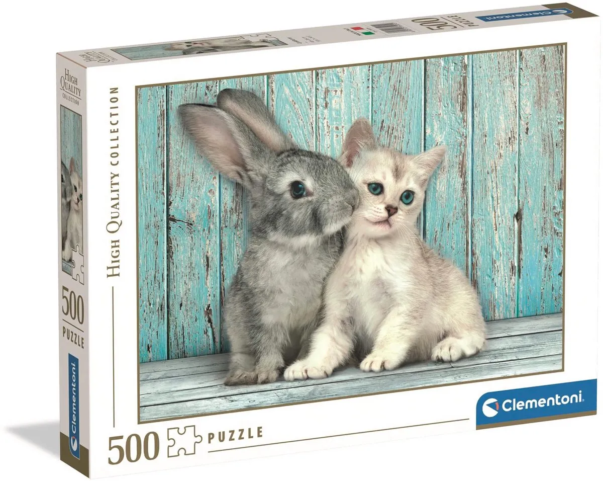 Clementoni Puzzel 500 Stuks Kitten & Konijn High Quality Series