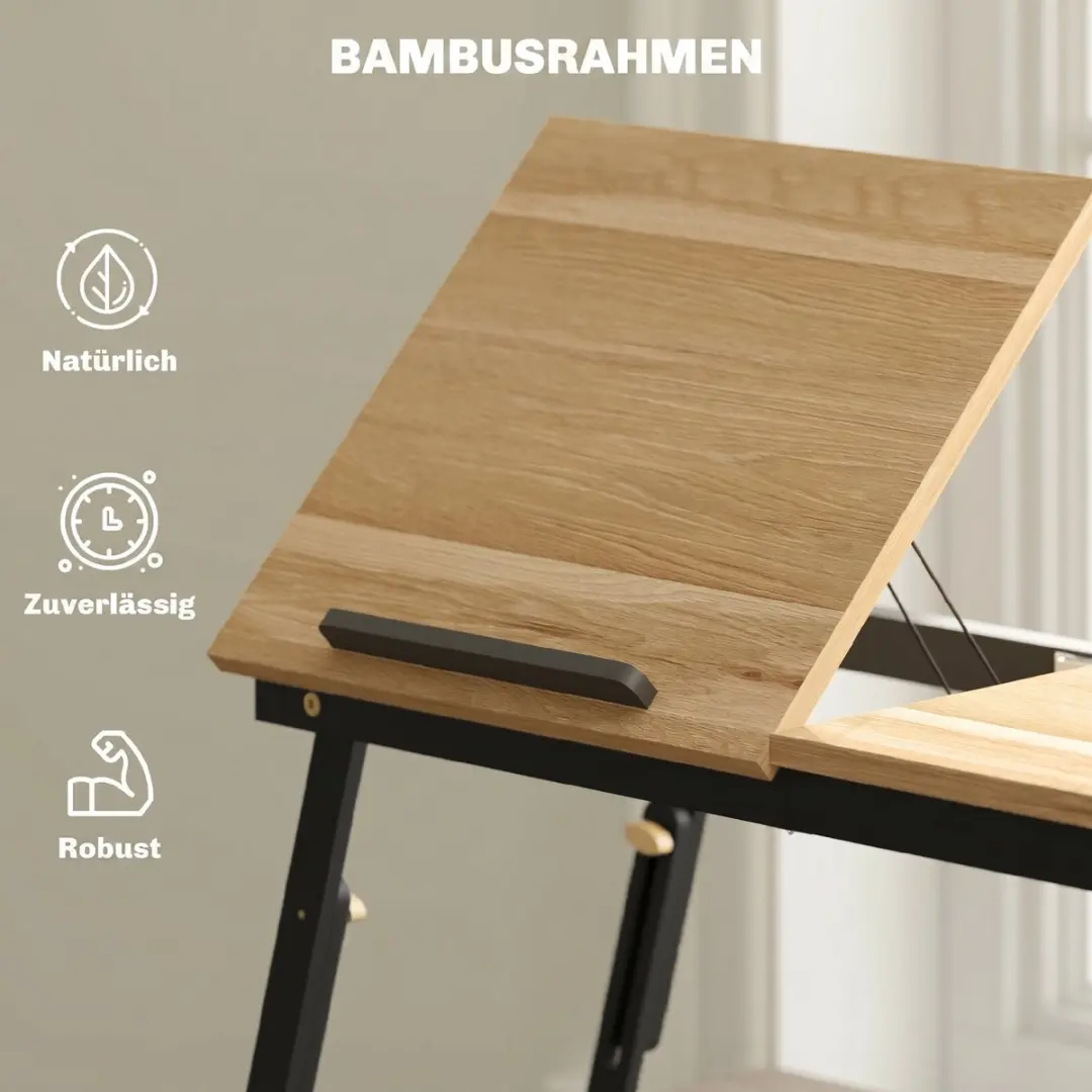 Homcom Desktop Monitorstandaard Bamboe - 83,5x33x34cm - afbeelding 6 van 6