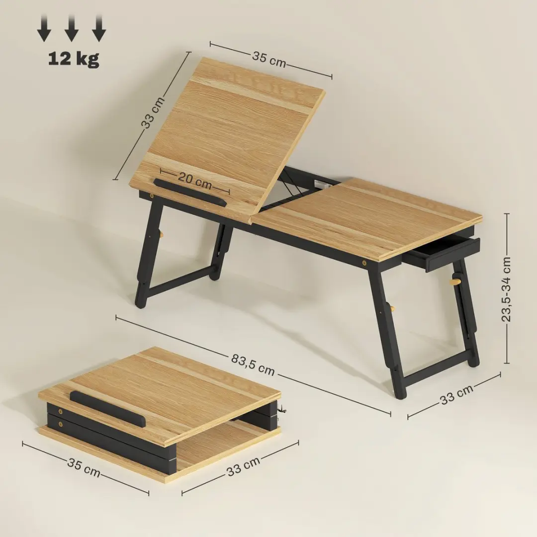 Homcom Desktop Monitorstandaard Bamboe - 83,5x33x34cm