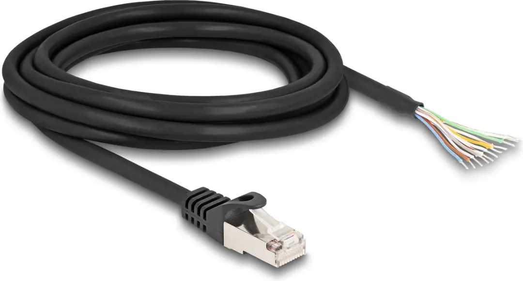 Delock RJ50 Male naar Open Draad S/FTP Kabel 3m - Zwart