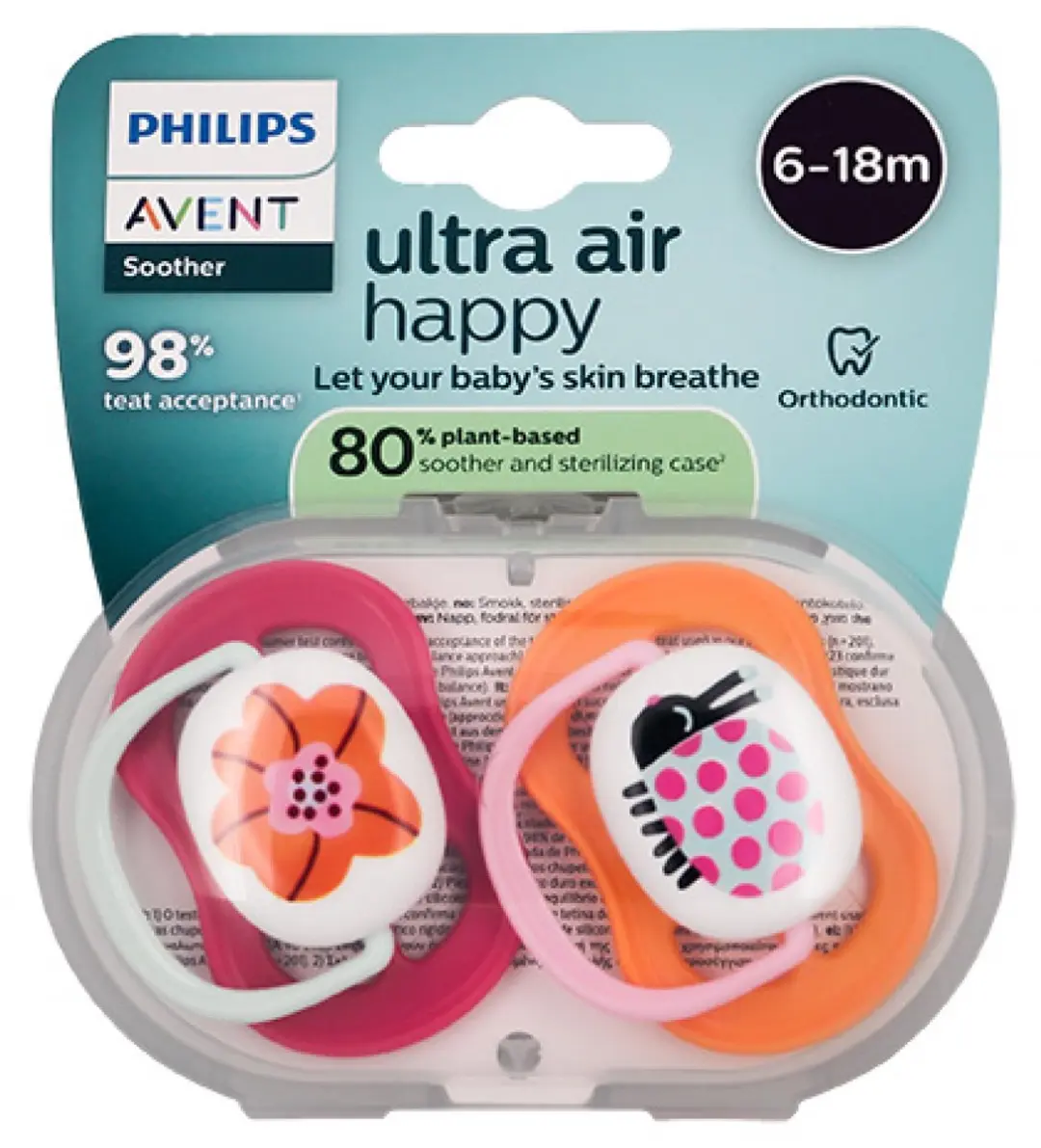 Philips Avent Ultra Air Happy 2 Orthodontische Fopspenen 6-18 Maanden