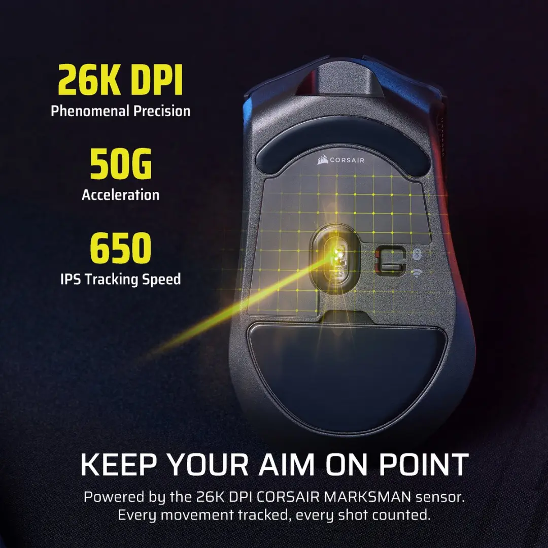 Corsair Harpoon v2 Optical Gaming Muis CH-9311110-WW - Draadloos - 26.000 DPI - Zwart