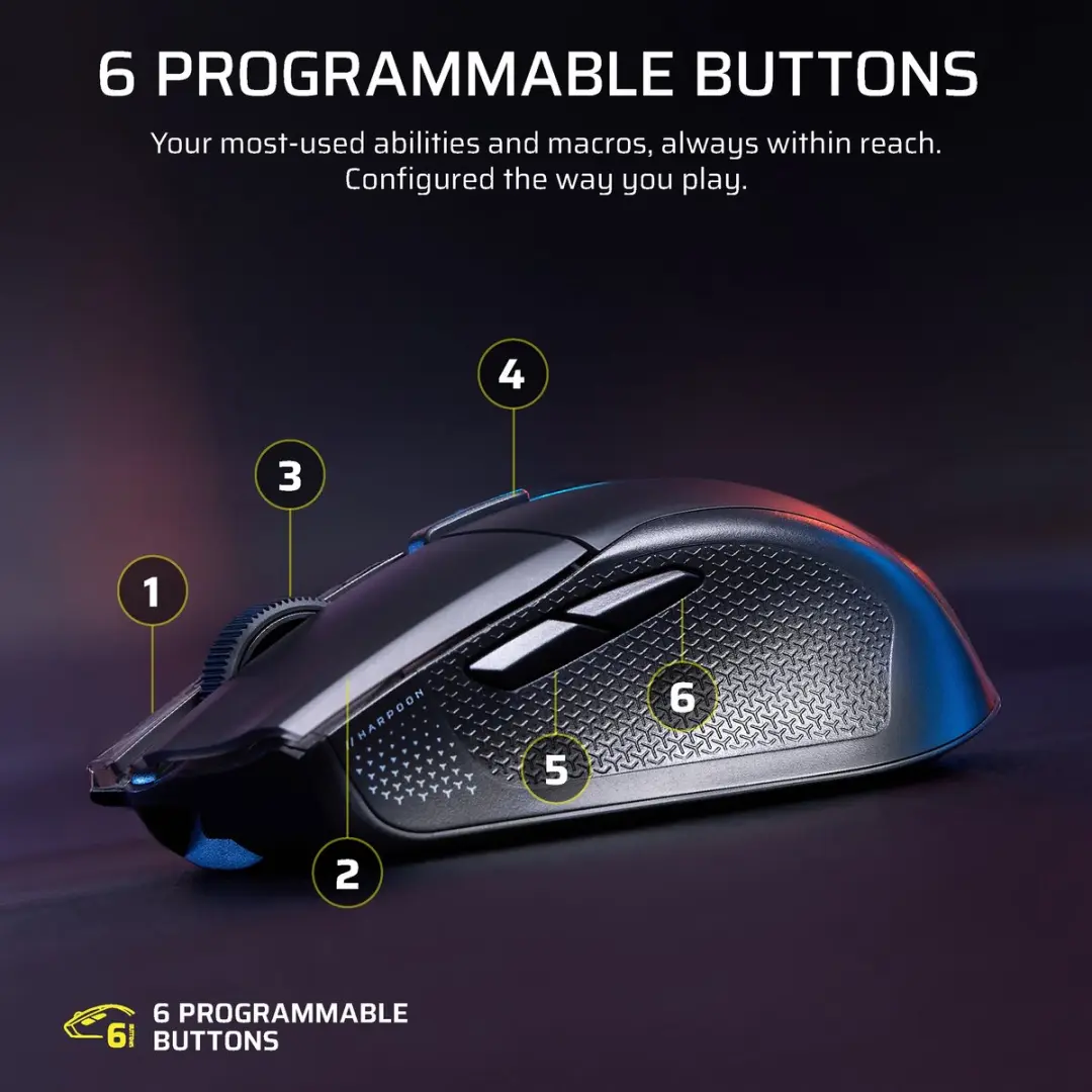 Corsair Harpoon v2 Optical Gaming Muis CH-9311110-WW - Draadloos - 26.000 DPI - Zwart