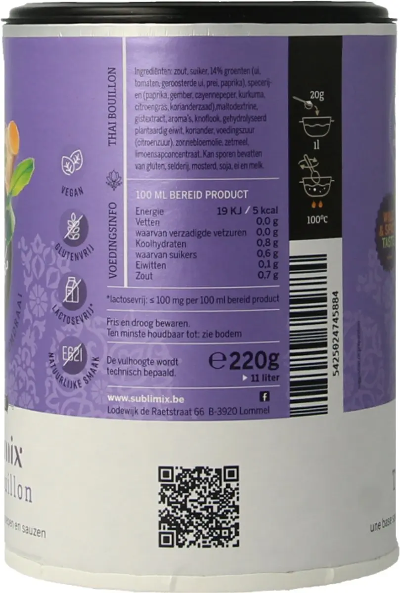 Sublimix Thai Bouillon Poeder 220g