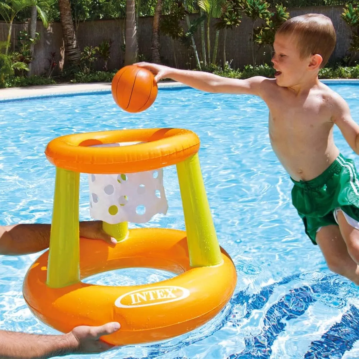 Intex Drijvend Basketbalset - Oranje/ Groen
