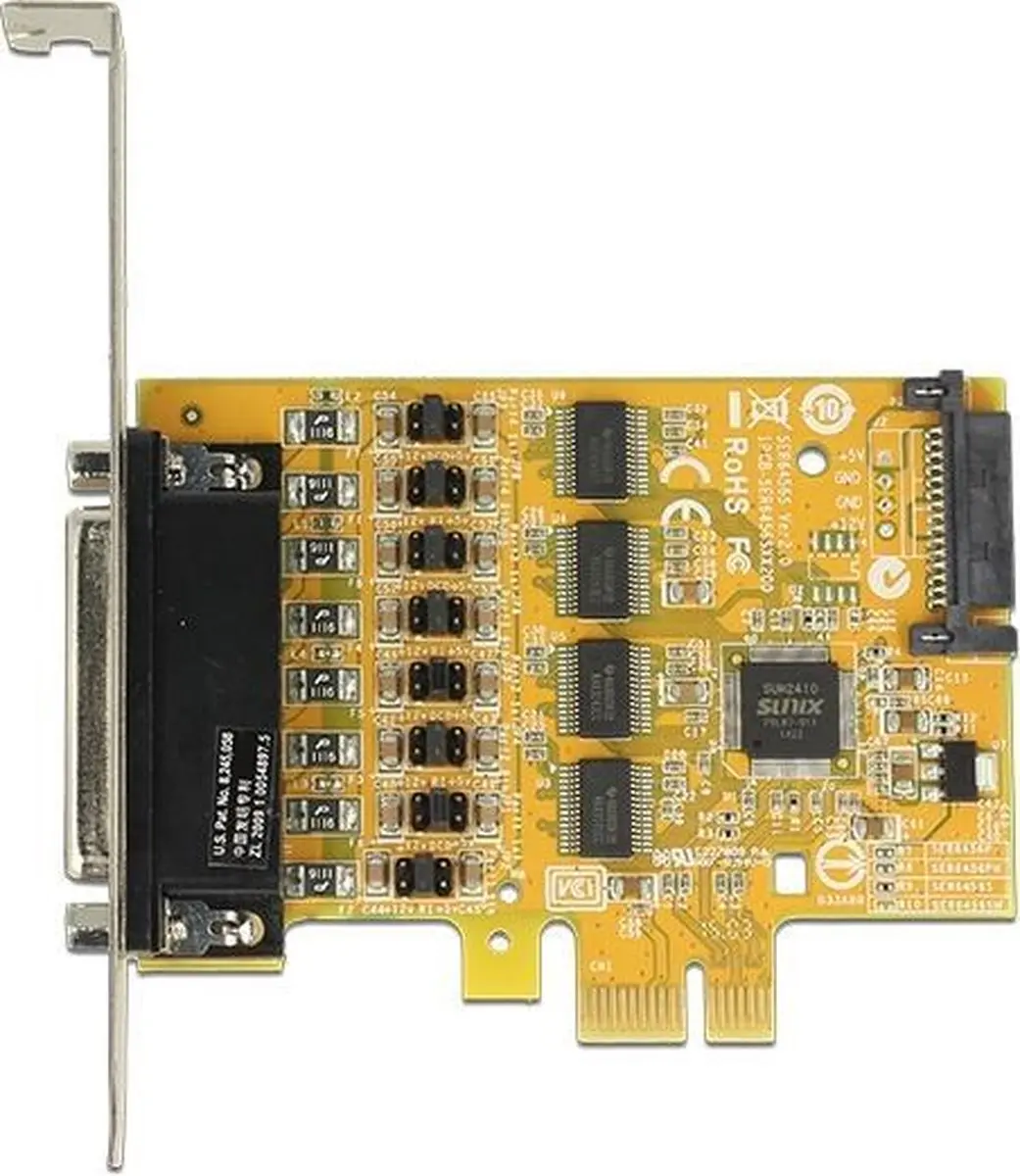 Delock PCIe Kaart 4x Seriële Poorten - 89447 - Zwart