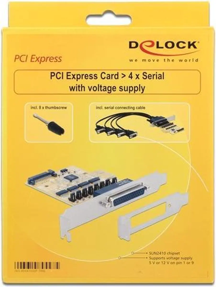 Delock PCIe Kaart 4x Seriële Poorten - 89447 - Zwart