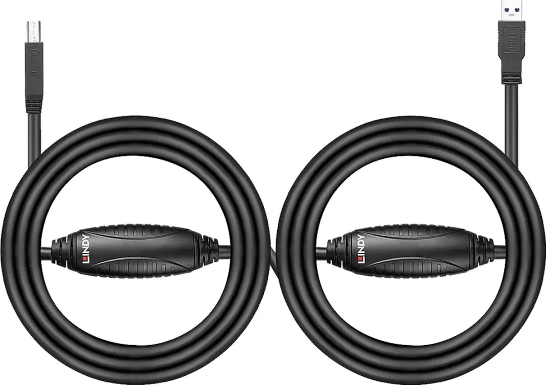 Lindy USB A naar USB B Kabel 43098 - 10m - Zwart