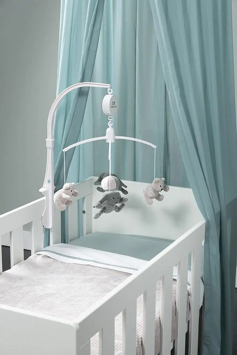 Baby's Only Ledikantlaken Gebreide Bies Stonegreen/Wit 120x150cm