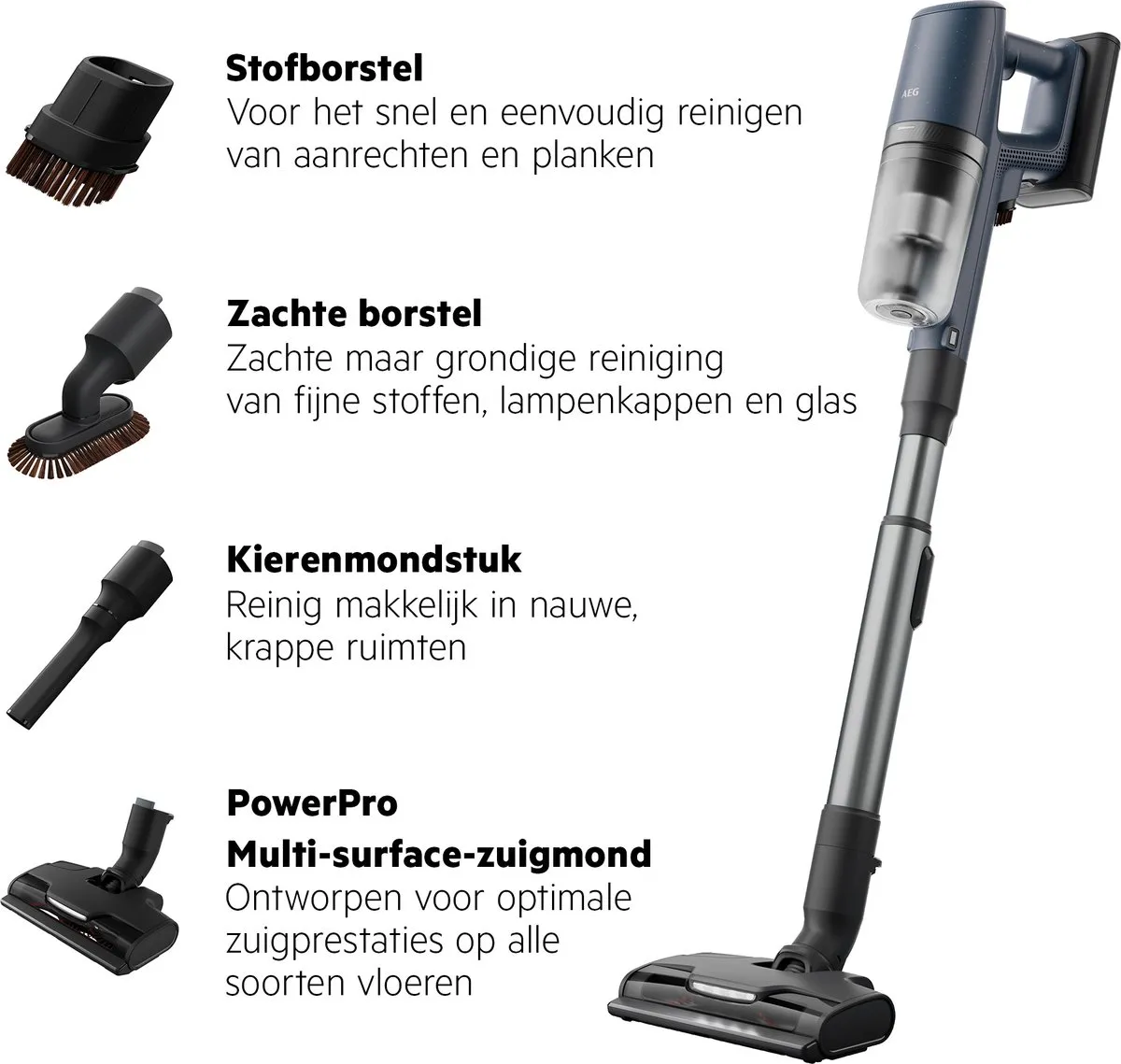 AEG AP82UB25DB Ultimate 8000 Draadloze Steelstofzuiger - 90 Min - Blauw